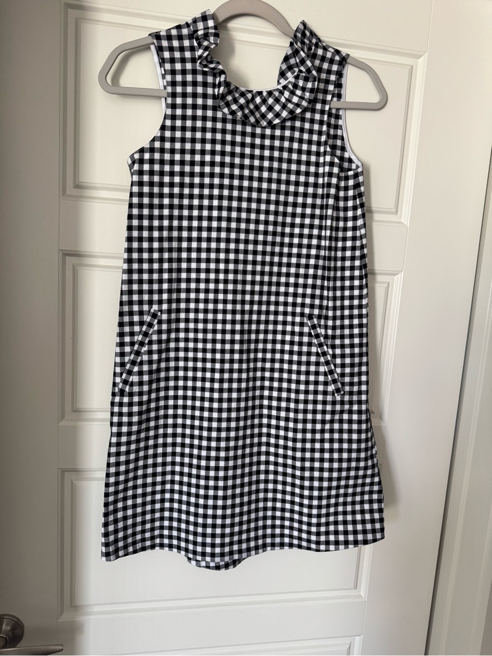 Tyler Boe Black & White Gingham Ruffle Collar Dress